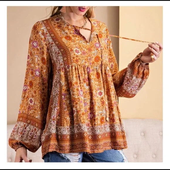 LAST ONE 👆The MILLIE Boho Floral Print Blouse - Picture 4 of 8